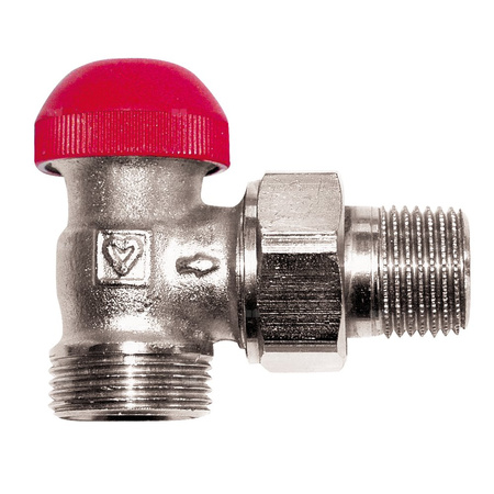 Zawór grzejnikowy termostatyczny HERZ TS-90-V kątowy z nastawą wstępną, połączenie GZ 1/2'' (niklowanie)