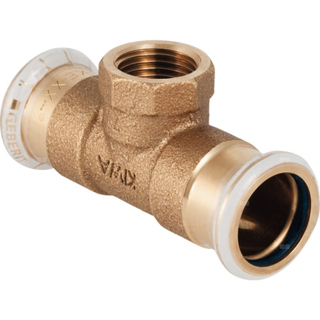 Trójnik GEBERIT Mapress Kupfer FKM przejściowy 90' Cu 22 mm x 1/2'' x 22 mm (mufa zaciskowa x GW x mufa zaciskowa)