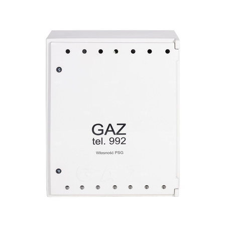 Punkt redukcyjno-pomiarowy na 2 gazomierze G4/G6, w pionie, w skrzynce z laminatu 670x870x250 - popielaty