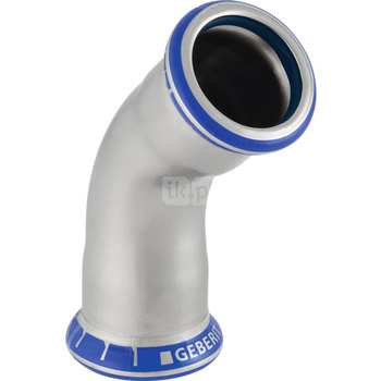 Kolano 45' GEBERIT Mapress Edelstahl FKM, stal nierdzewna, 108 mm, DN 100 x 108 mm x DN 100 (mufa zaprasowywana x mufa zaprasowywana), (głębokość: 68 mm) z uszczelką