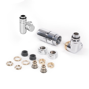 Zestaw term. 3-osiowy zintegrowany z trójnikiem CYLINDER, Prawy, GZ 1/2"-fi16x2, fi15, Chrom [gł. term. SLIM, 2xadapt. alupex, 2xadapt. miedź]