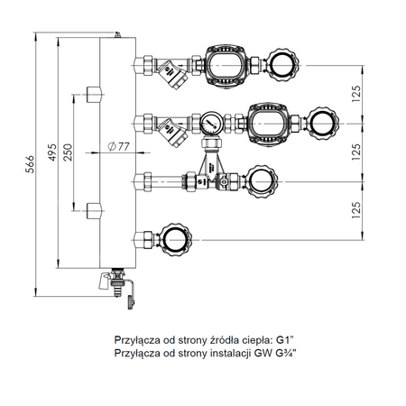 Grupa pompowa AFRISO BPS 906 AP GZ x GW 1'' x 3/4'', z pompą obiegową AFRISO APH 160 15-7/130 mm