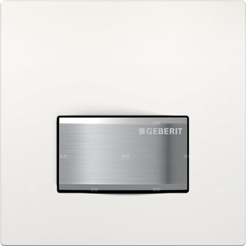 Przycisk uruchamiający Geberit typ 50 do systemu spłukiwania pisuarów z pneumatycznym uruchamianiem spłukiwania, kwadratowy: 13x13x1.1cm, Biały-alpin, Materiał=Cynkowy odlew ciśnieniowy / tworzywo sztuczne