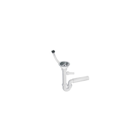Syfon zlewozmywakowy rurowy 3,5"x50mm z podłączeniem do pralki lub zmywarki, spust z przelewem