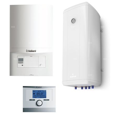 Pakiet - Kocioł gazowy jednofunkcyjny VAILLANT ecoTEC pro VC 186/5-3 kondensacyjny wiszący 5.7-20.0 kW + Czujnik c.w.u. + Regulator calorMATIC 350 + Zasobnik c.w.u Vulcan 140L wiszący