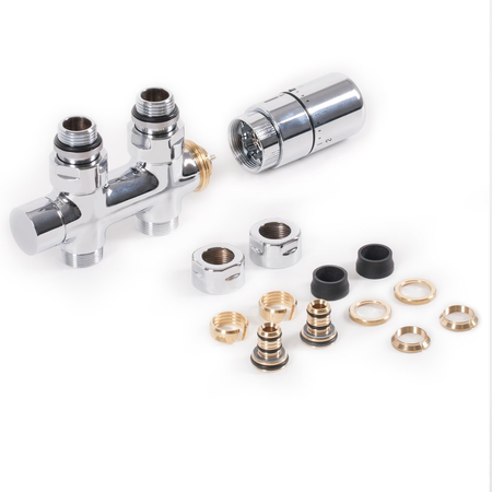 Zestaw term. prosty 50 oś CYLINDER, Lewy, GZ 1/2"-fi16x2, fi15, Chrom [gł. term. SLIM, 2xadapt. alupex, 2xadapt. miedź]