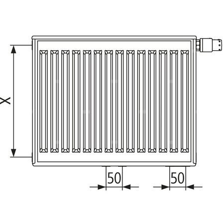 Grzejnik płytowy typ 10 KERMI Profil-Vplus, lewy wym. 300 x 700 mm, kolor biały, moc 235 W