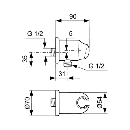CERAWELL PRZYŁĄCZE KĄTOWE Z UCHWYTEM