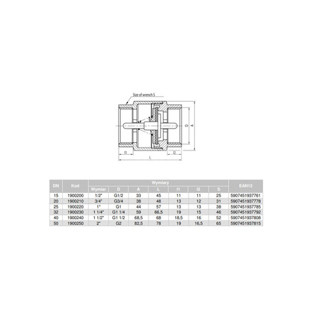 Zawór zwrotny z metalowym trzpieniem TIGER PLUS 3/4