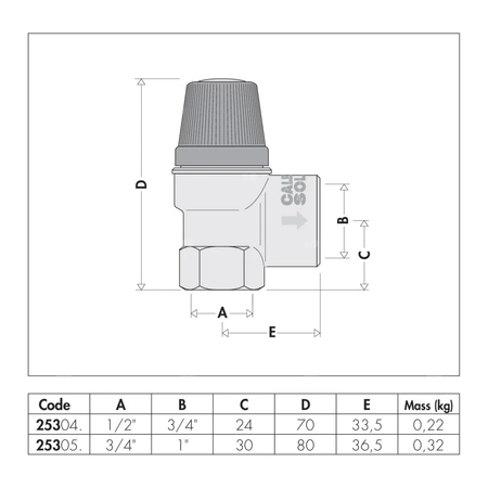 Zawór przelewowy CALEFFI dla instalacji solarnych mosiądz (chromowany) 2,5 bar GW 3/4'' x 1''