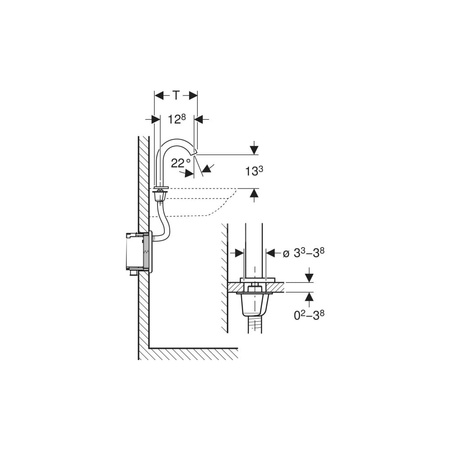 Elementy mocujące Geberit do baterii umywalkowych Piave i Brenta, montaż stojący
