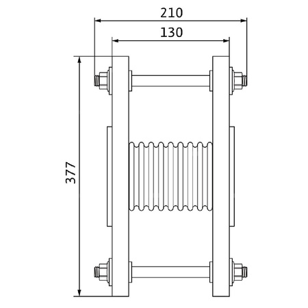Kompensator stal nierdzewna, przył. DN 125 dł.210mm szer.250mm  V 4A DN 125 WILO