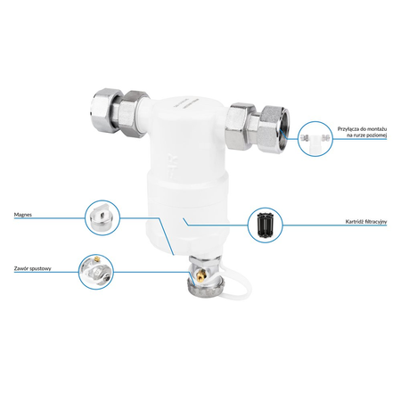 Separator AFRISO FAR 402, do C.O., 10 bar / 110'C, 3/4'' (GW), z wkładem magnesowymInstalacje i źródła ciepła