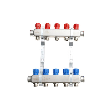 Rozdzielacz INOX do CO z nyplami i korkami  - QIK Optimo III RNRR-2 - 10 sekcji