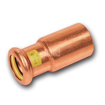 Nypel SANHA Press Gas redukcja, miedź, 28 mm x 15 mm (zz x zw)