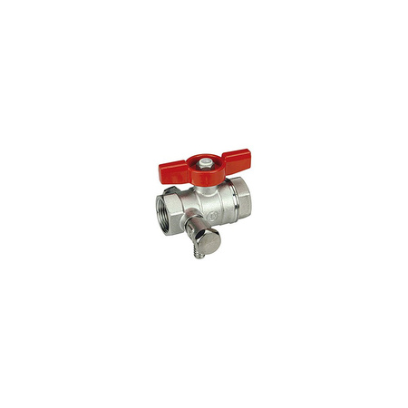 Zawór kulowy GIACOMINI R251S 3/4'' GW z kurkiem spustowym 1/4'', uchwyt: motylek