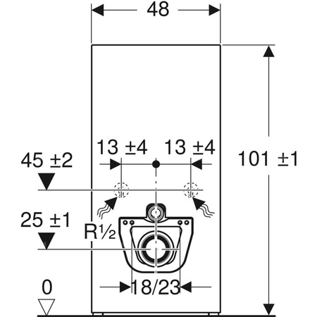 Moduł sanitarny do WC wiszącego GEBERIT Monolith, 1010 mm x 480 mm x 106 mm, regulacja wysokości, front: imitacja betonu, bok: aluminium