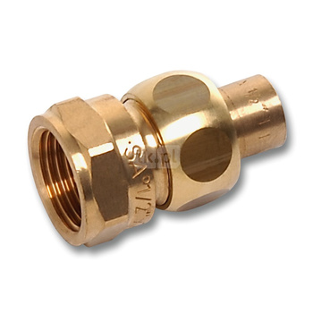 Śrubunek SANHA 4340G trzyczęściowy, brąz, 15 mm x 1/2'' (lut wewnętrzny x GW)