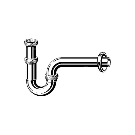 Syfon rurowy mosiądz chrom., nr wzoru 5611 G: 1¼ d: 38 L1: 85 L2: 200 H1: 160–220 H2: 125