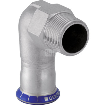 Kolano 90' GEBERIT Mapress Edelstahl przejściowe, stal nierdzewna, 1/2'' x 42 mm (GZ x mufa zaprasowywana), (głębokość: 53 mm) z uszczelką