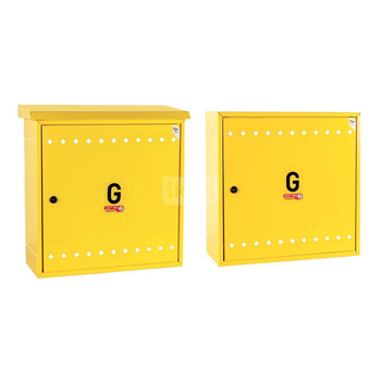 Skrzynka gazowa, 450x450x250, naścienna, metalowa, ze skośnym daszkiem - brązowa (na gazomierz G4/G6 bez reduktora)