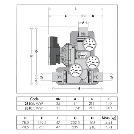 Grupa pompowa do cyrkulacji czynnika grzewczego 11/4" 55 st. WYP