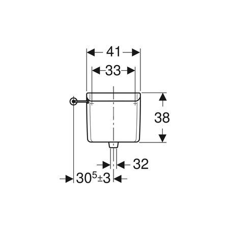 Dźwignia Geberit do systemu spłukiwania WC z pneumatycznym uruchamianiem spłukiwania, spłukiwanie jednoilościowe