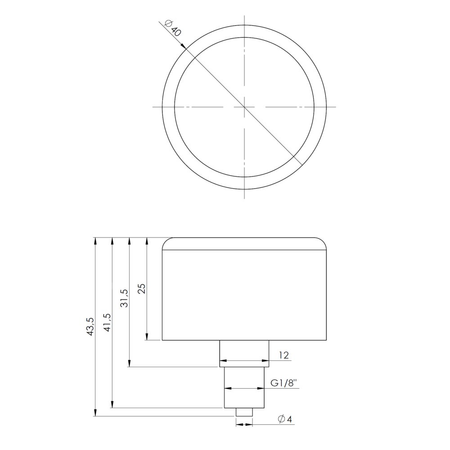 Manometr z rurką Bourdona AFRISO RF standardowy 0/1 bar G1/8B aksjalne fi 40 mm, kl. 1.6%