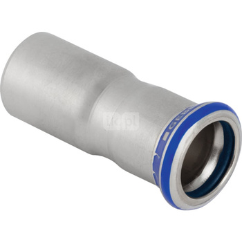 Przedłużka GEBERIT Mapress Edelstahl FKM redukcja, stal nierdzewna, 18 mm, DN 15 x 15 mm x DN 12 (mufa zaprasowywana x końcówka wsuwana), 5.5 mm z uszczelką