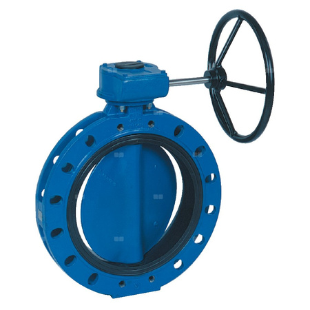 Przepustnica kołnierzowa SYLAX z przekładnią ślimakową, dysk: GGG40 epoksyd, wykładzina: NBR, korpus: GGG40 epoksyd., Pnom 1,0 MPa, tmax=85 st.C DN700