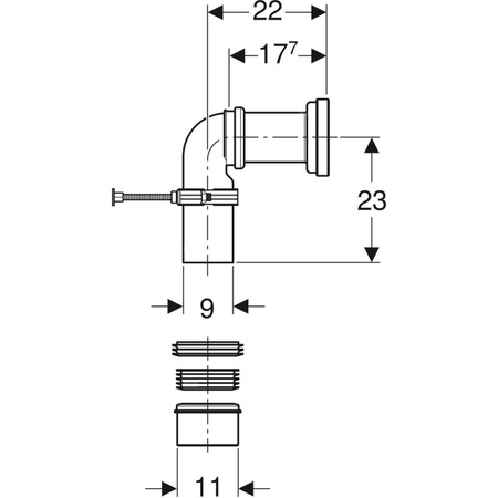 Zestaw przyłączeniowy do stojącej miski WC Geberit: Czarny