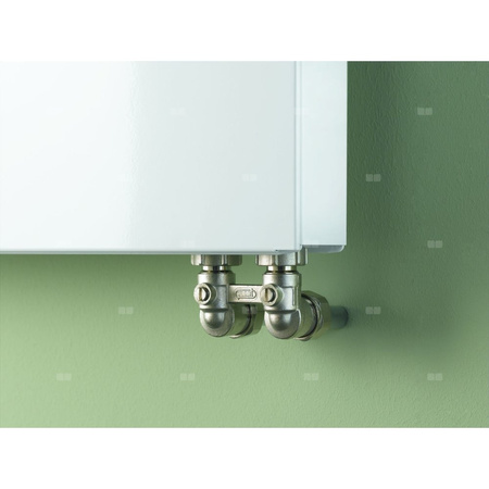 Grzejnik płytowy typ 12 KERMI X2 Plan-V, lewy, z osłoną wym. 605 x 805 mm, kolor biały, moc 890 W