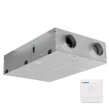 Rekuperator FLAT 350+ płaski, z panelem Wi-Fi, podwieszany lub do montażu na stropie, z by-passem, z nagrzewnicą wstępną i wymiennikiem przeciwprądowym entalpicznym