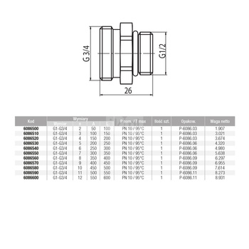 Rozdzielacz hydrauliczny VALVEX Proff K3-8 mosiądz GW 1'', odgałęzień: 8 (3/4''), do CO