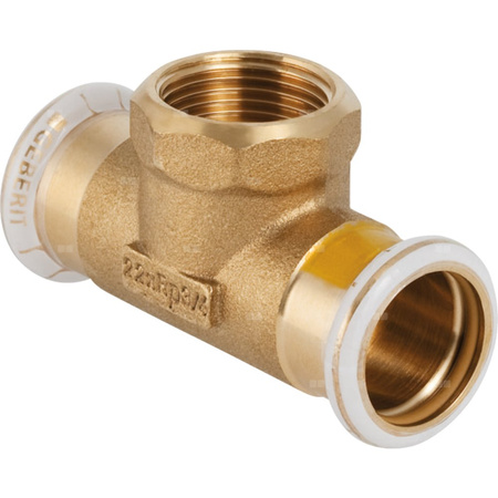 Trójnik GEBERIT Mapress Kupfer Gas przejściowy, do gazu mosiądz 28 mm x 3/4'' x 28 mm (mufa zaciskowa x GW x mufa zaciskowa)
