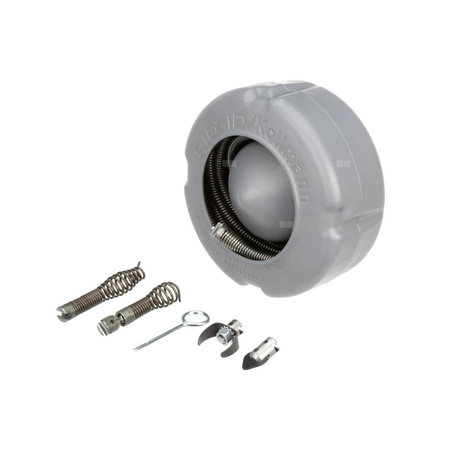 Zestaw sprężyny do czyszczenia odpływów 3/8" (10 mm) x 35' (10,7 m) ze złączem męskim, model C-6 z bębnem wewnętrznym, drążkiem reakcyjnym i zestawem narzędzi T-250