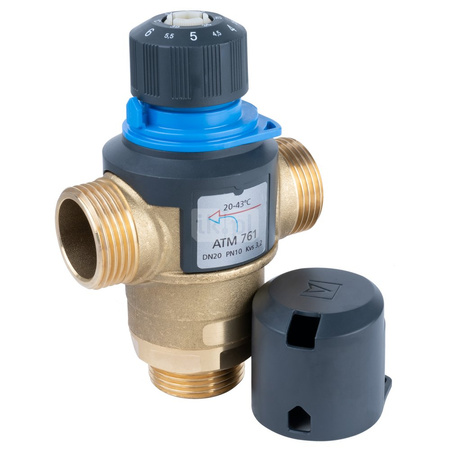 Zawór regulacyjny termostatyczny do wody ciepłej AFRISO ATM 761 mosiądz GZ 1'', DN 20, zakres temp. 20...43'C, Kvs 3.2m3/h, max. 90'C, max. 10bar
