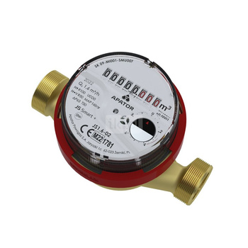 Wodomierz skrzydełkowy JS SMART D+, jednostrumieniowy suchobieżny, w wykonaniu IP65 z pokrywką, przystosowany do optycznego lub indukcyjnego odczytu wskazań (Ti/Ir), do wody ciepłej, JS90 2,5-G1-05 Smart D+, Ti/Ir, R160, DN 20, G 1''