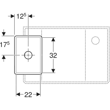 Gipsowy zlew Geberit Publica, dolna część: 25x21x35cm,