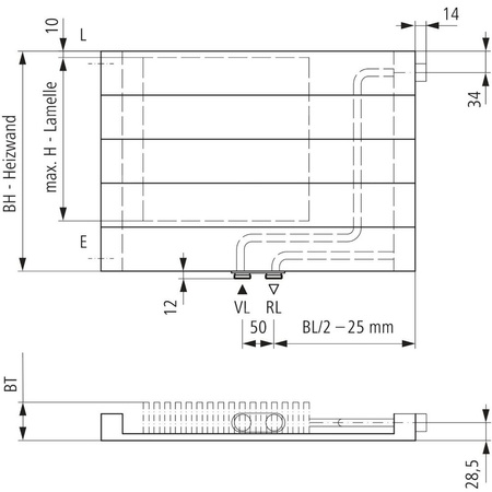 Kermi ściana grzewcza HHV11 840x61x4600 pozioma,RAL9016,6bar,z osłoną,prawa,L540