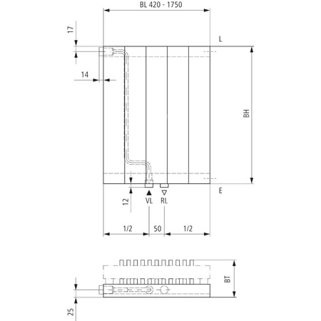 Grzejnik płytowy typ 10 KERMI V-HVV wym. 3600 x 1330 mm, kolor biały, moc 4565 W