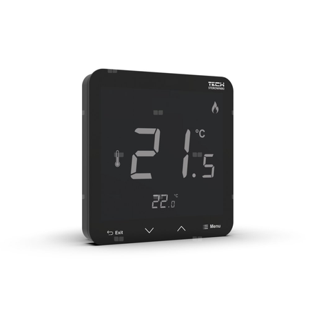 Bezprzewodowy regulator pokojowy zasilany 230V dopuszkowy czarny, model R-8pz PLUS