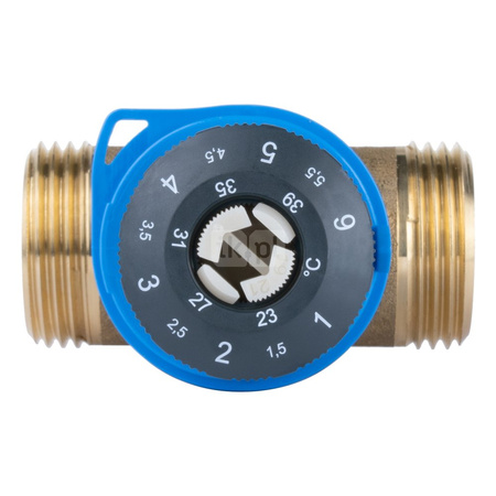 Zawór regulacyjny termostatyczny do wody ciepłej AFRISO ATM 361 ze śrubunkami mosiądz GZ 1'', DN 20, zakres temp. 20...43'C, Kvs 1.6m3/h, max. 90'C, max. 10bar