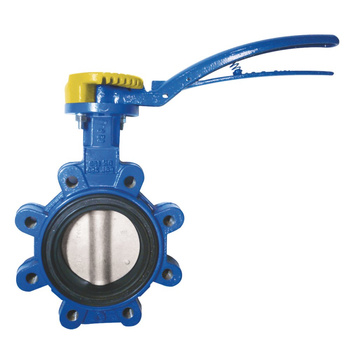 Przepustnica z otworami gwintowanymi SYLAX GAS z dźwignią ręczną, dysk: AISI316, wykładzina: NBR, korpus: GGG40 epoksyd., Pnom 0,6 MPa, tmax=60 st.C DN50