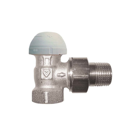 Zawór grzejnikowy termostatyczny HERZ TS-98-VH kątowy z nastawą wstępną, połączenie 1/2'' (niklowanie)