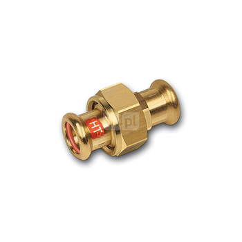 Śrubunek SANHA Press Solar trzyczęściowy, miedź, 22 mm x 2 mm (zw x zw)