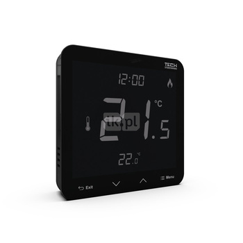 Bezprzewodowy bateryjny natynkowy regulator pokojowy dwustanowy (panel przedni ze szkła) czarny, model T-3.2