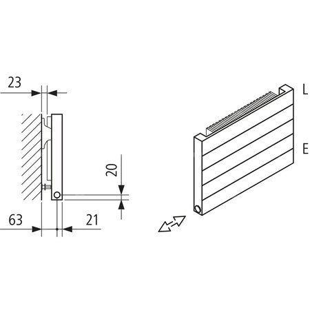 Grzejnik płytowy typ 11 KERMI HHN, z osłonami wym. 770 x 500 mm, kolor biały, moc 619 W