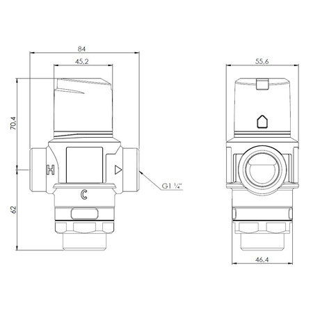 Zawór regulacyjny termostatyczny do wody ciepłej AFRISO ATM 883 mosiądz GZ 1 1/4'', DN 25, zakres temp. 35...60'C, Kvs 4.2m3/h, max. 110'C, max. 10bar