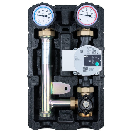 Grupa pompowa AFRISO PrimoTherm K 180-2 DN 25 WP 3-WM GZ x GW 1 1/2'' x 1'', z zaworem mieszającym, z izolacją, z pompą obiegową Wilo Para SC 25/6